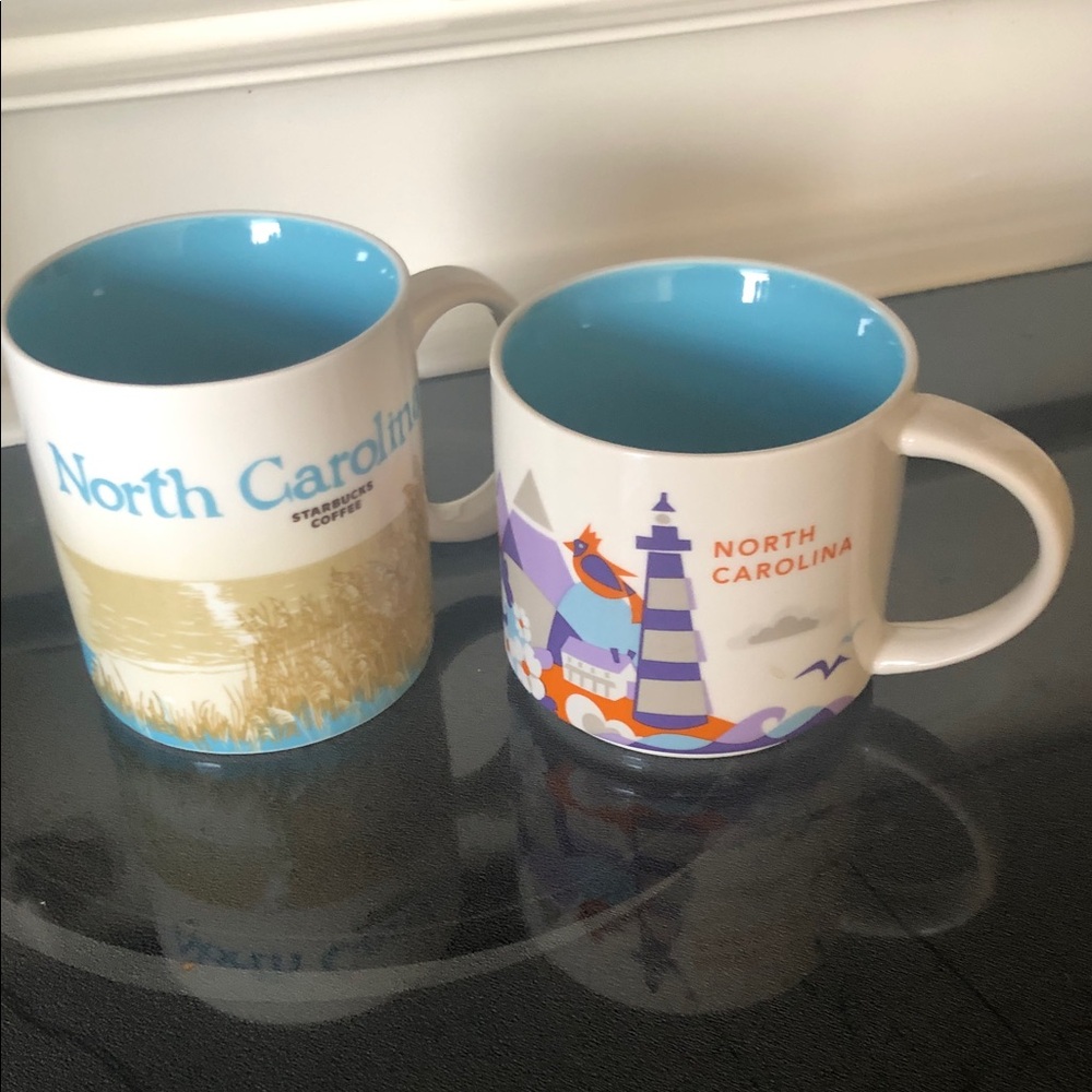 Starbucks North Carolina White Mug with Blue Interior